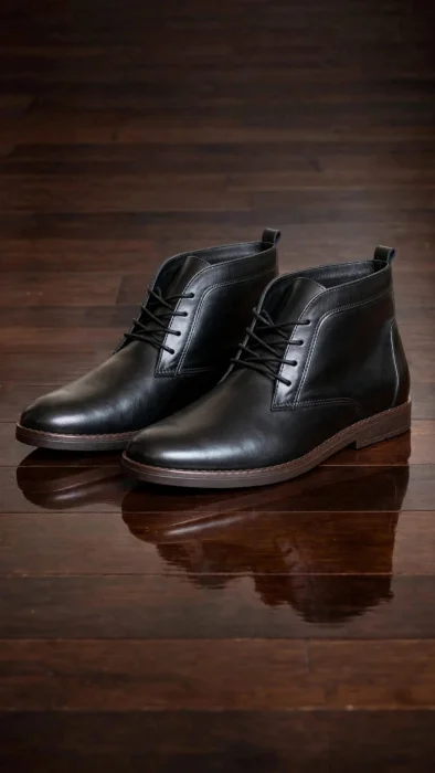 Zapato de Vestir Bota Botita Zapatilla Borcego Cuero Vacuno Negro Suela Marron Blanco