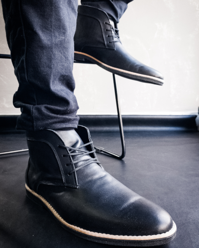 Zapato de Vestir Bota Botita Zapatilla Borcego Cuero Vacuno Negro Suela Marron Blanco - Miniatura 3
