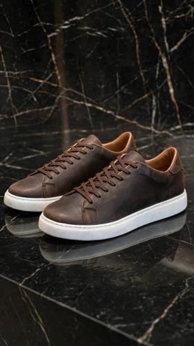 Cuero Vacuno Zapatilla Marron Chocolate Negra Blanca