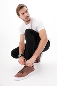 Cuero Vacuno Zapatilla Marron Chocolate Negra Blanca - Miniatura 3