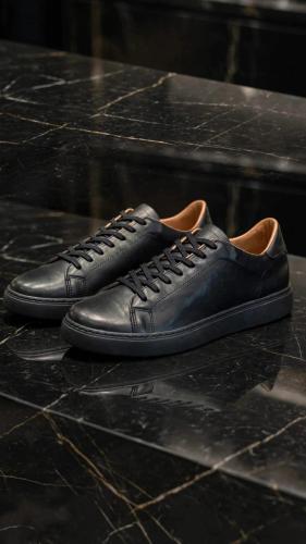 Cuero Vacuno Zapatillas  Negras Base Negra Blanca Marron Chocolate