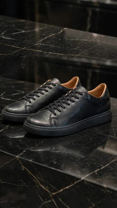 Cuero Vacuno Zapatillas  Negras Base Negra Blanca Marron Chocolate