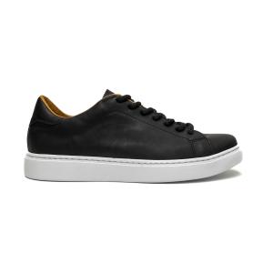 Cuero Vacuno Zapatilla Negra Blanca Suela Chocolate - Miniatura 2