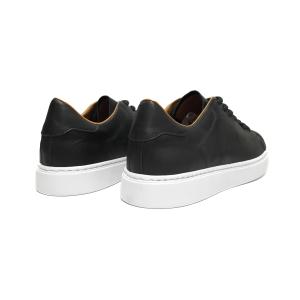 Cuero Vacuno Zapatilla Negra Blanca Suela Chocolate - Miniatura 3