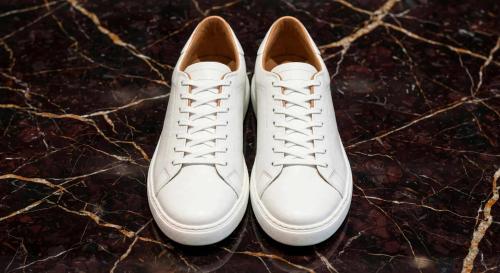 Cuero Vacuno Zapatillas Blancas Suela Negras Marron Chocolate