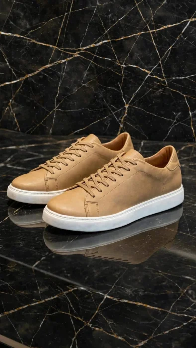 Cuero Vacuno Zapatilla Suela Marron Chocolate Blanca