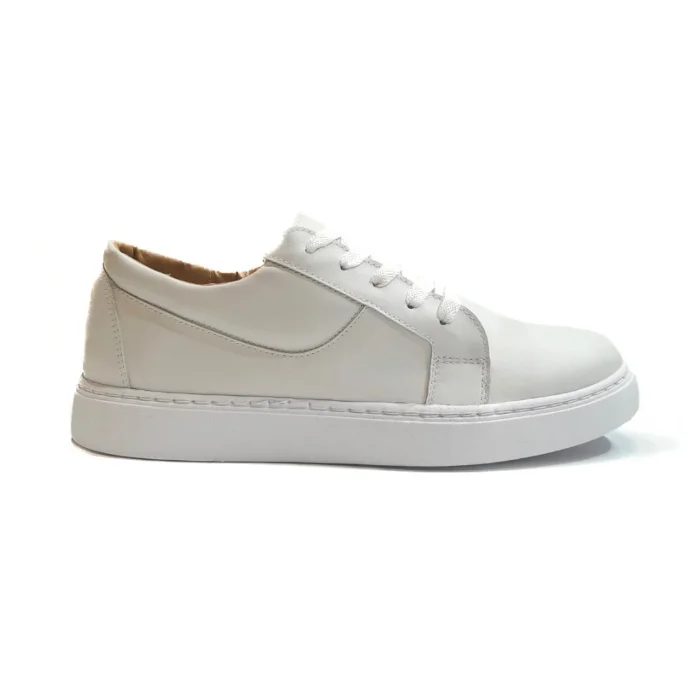 Cuero Vacuno Zapatillas Negras Blancas Suela Marron