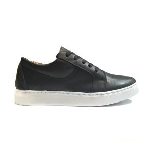 Cuero Vacuno Zapatillas Negras Blancas Suela Marron Chocolate