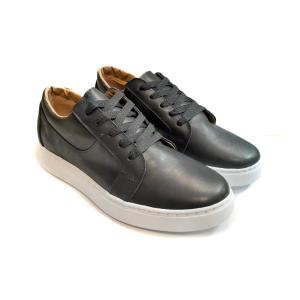 Cuero Vacuno Zapatillas Negras Blancas Suela Marron Chocolate - Miniatura 2