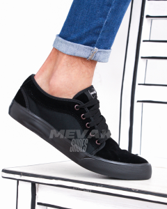 Zaptillas Gamuza Negra Suela Marron Chocolate Blanca Azul - Miniatura 2