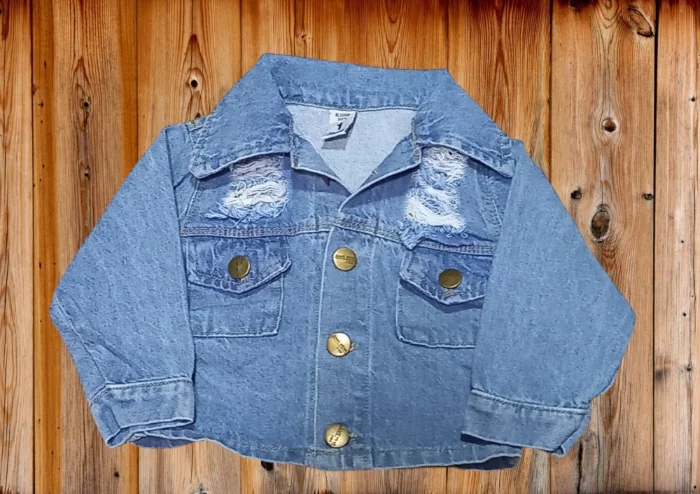 Campera de Jeans con Rotura Rígido de Beba