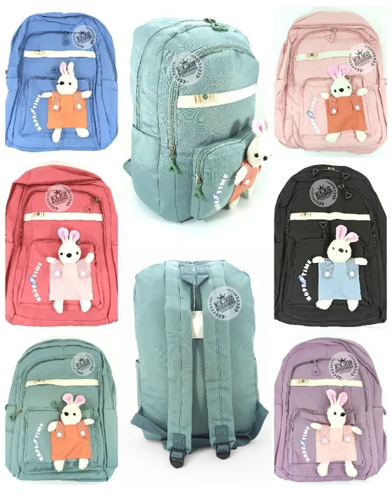 Mochila Kawaii de 18 Pulgadas Tamaño Oficio con Detalles de Conejo
