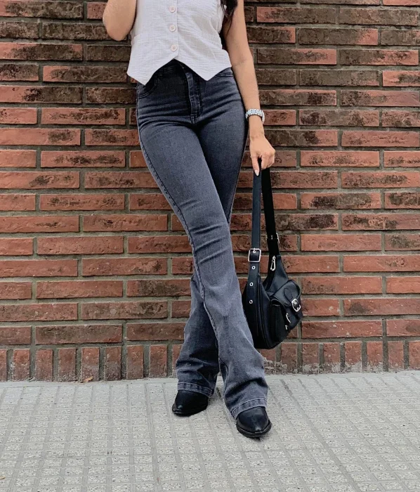 Jeans Oxford Gris (tiro Alto)