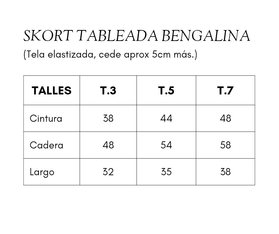 Short Pollera Tableado Bengalina - Imagen 4