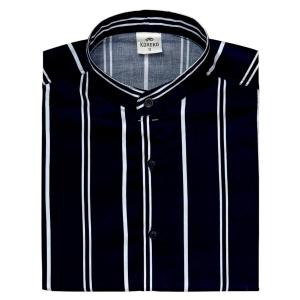 Camisa a Raya Cuello Mao Slim Fit Manga Larga - Miniatura 2