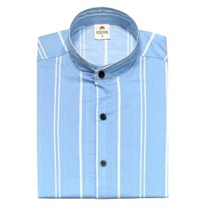 Camisa a Raya Cuello Mao Slim Fit Manga Larga - Miniatura 3
