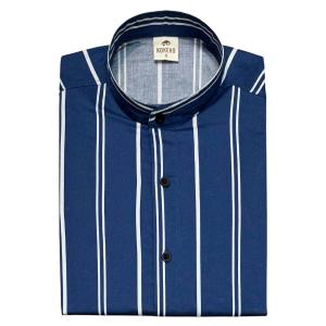 Camisa a Raya Cuello Mao Slim Fit Manga Larga - Miniatura 4