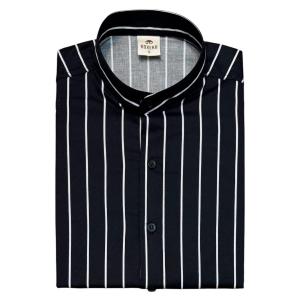 Camisa a Raya Cuello Mao Slim Fit Manga Larga - Miniatura 5
