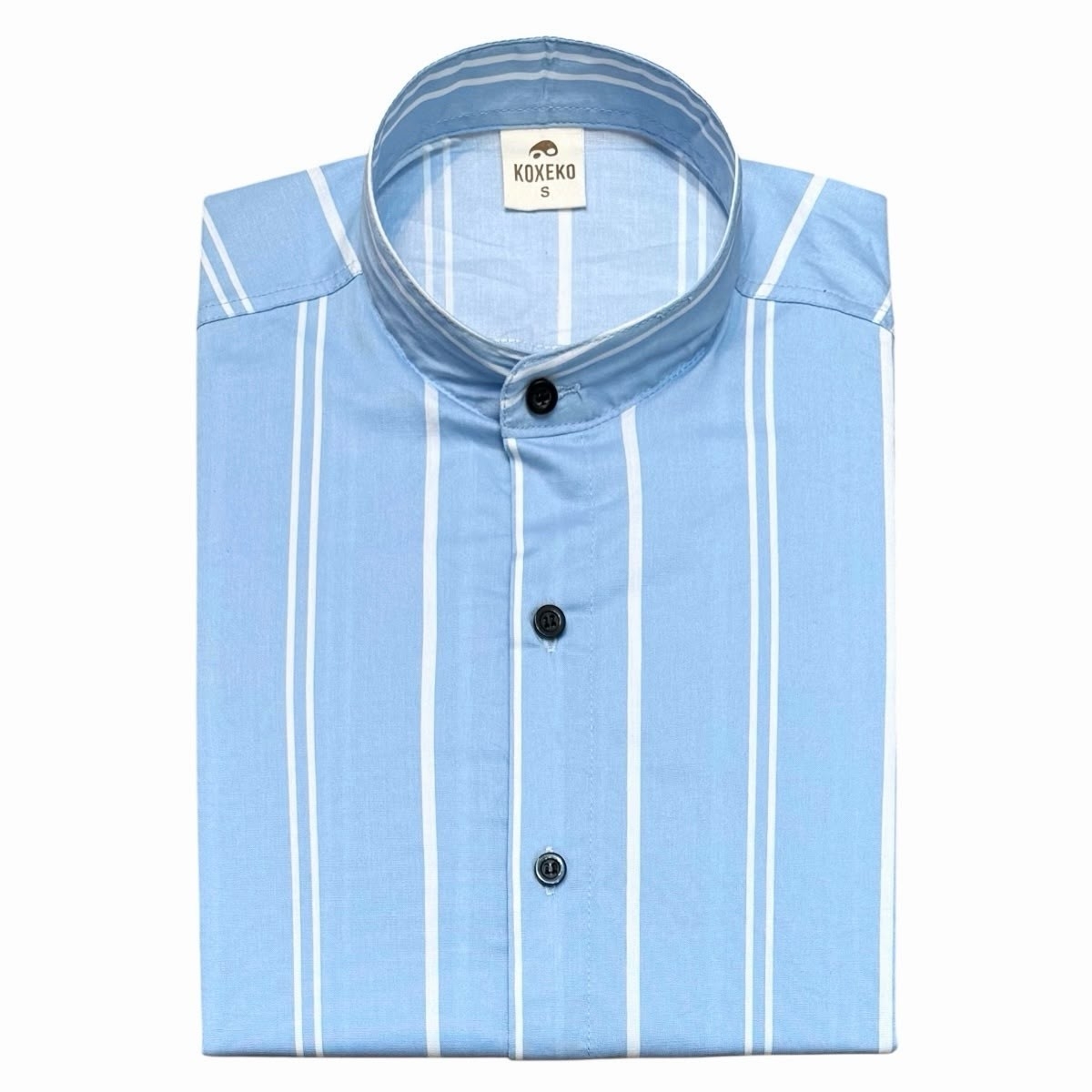 Camisa a Raya Cuello Mao Slim Fit Manga Larga - Imagen 5