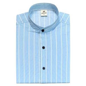 Camisa a Raya Cuello Mao Slim Fit Manga Larga - Miniatura 8