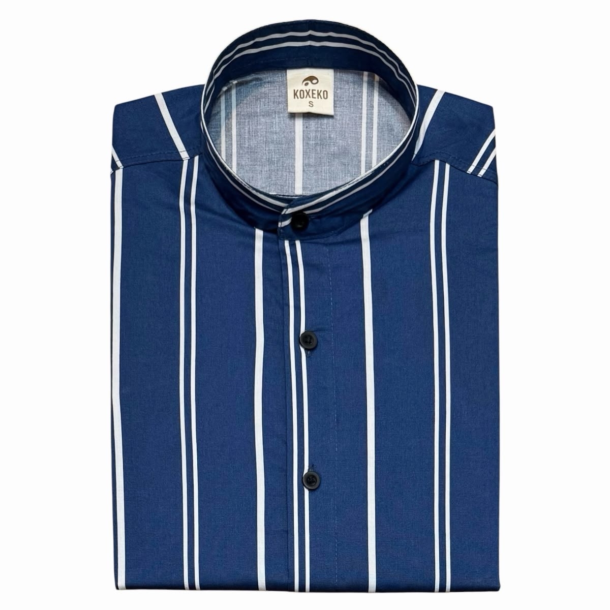 Camisa a Raya Cuello Mao Slim Fit Manga Larga - Imagen 5