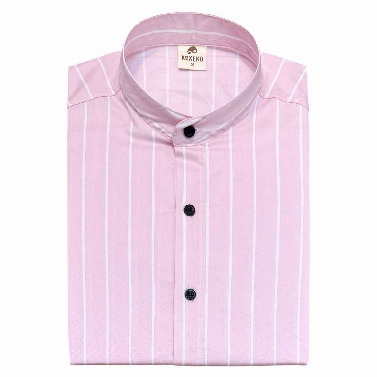 Camisa a Raya Cuello Mao Slim Fit Manga Larga - Imagen 6