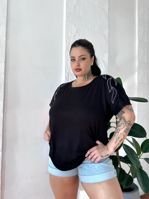 Remera con Brillo Hojas