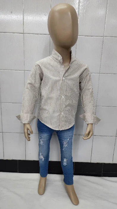 Camisas Rayada de Bebé Cuello Mao