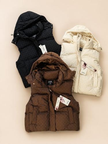 Chaleco Puffer C/piel  Importado +brillos
