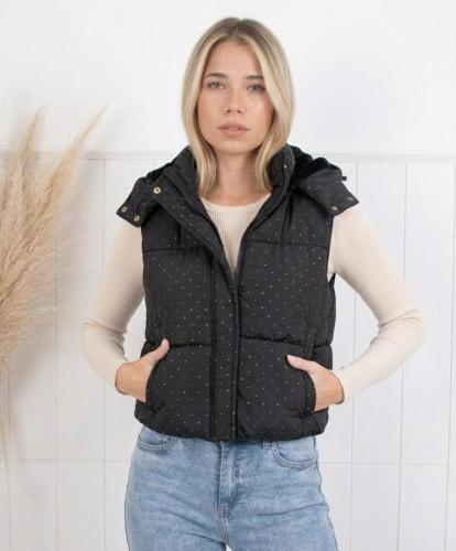 Chaleco Puffer C/piel  Importado +brillos - Miniatura 2