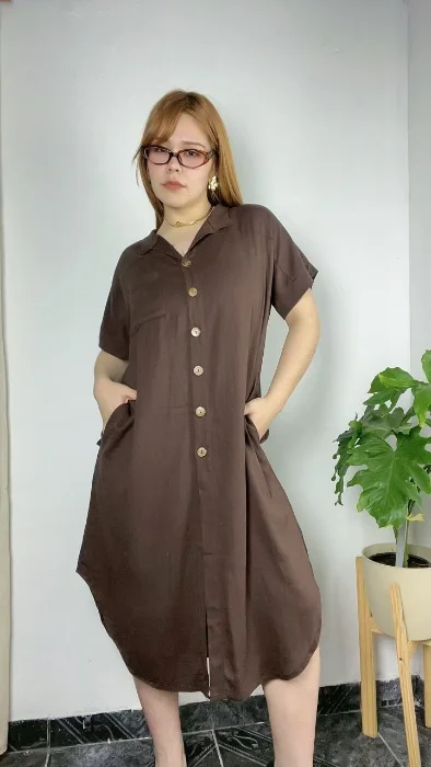 Vestido Camisero Lino Expandex