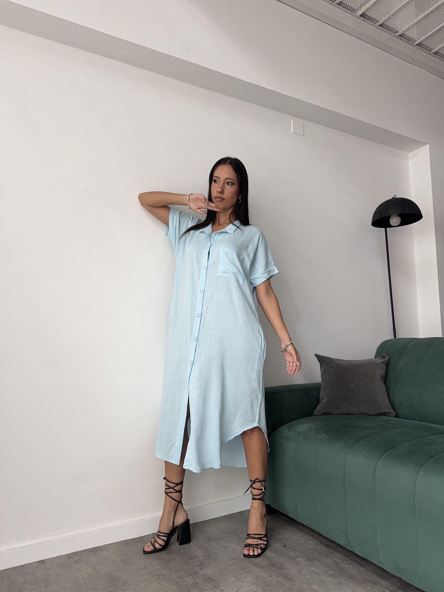 Vestido Camisero Lino Expandex - Imagen 2