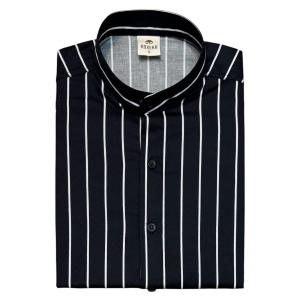 Camisa Cuello Mao Rayado Slim Fit Elastizado - Miniatura 5