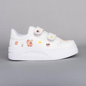 Zapatillas Capibara  Nena Blancas Suela Lila Rosa Infantil Livianas Velcro  Calidad