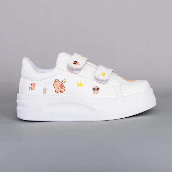 Zapatillas Capibara  Nena Blancas Suela Lila Rosa Infantil Livianas Velcro  Calidad