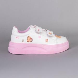 Zapatillas Capibara  Nena Blancas Suela Lila Rosa Infantil Livianas Velcro  Calidad - Miniatura 5