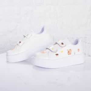 Zapatillas Capibara  Nena Blancas Suela Lila Rosa Infantil Livianas Velcro  Calidad - Miniatura 6