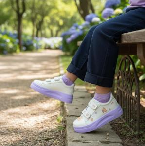 Zapatillas Capibara  Nena Blancas Suela Lila Rosa Infantil Livianas Velcro  Calidad - Miniatura 8