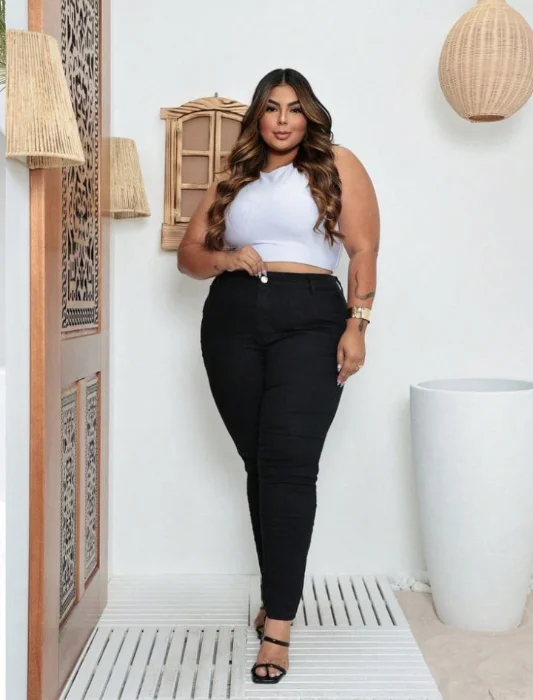 Jeans Talles Grandes Negro de Dama - Pantalones Especiales de Mujer - Promos
