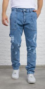 Jeans Carpintero con Rotura Celeste Recto