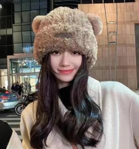 Gorra de Invierno con Piel de Mujer/nena Osito