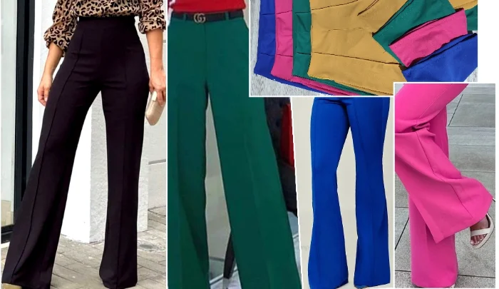 Pantalón Palazo Casual Cintura Avispa Tiro Alto