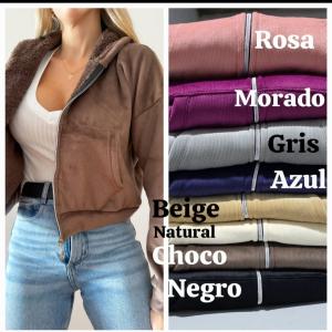 Campera Crop Corderoy Plush con Piel - Miniatura 4