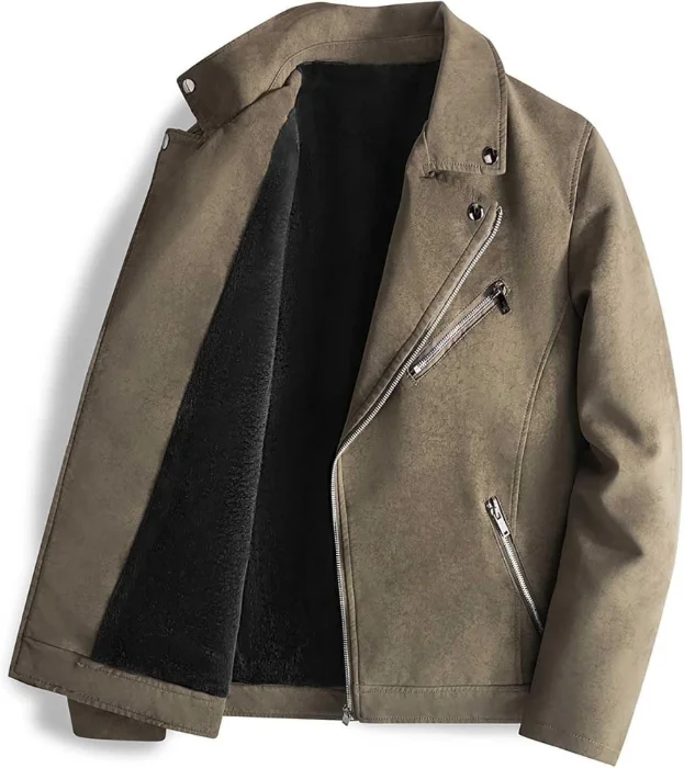 Chaqueta Rústico  Cuero Gamusado con Piel