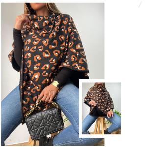 Poncho Print con Piel - Miniatura 3