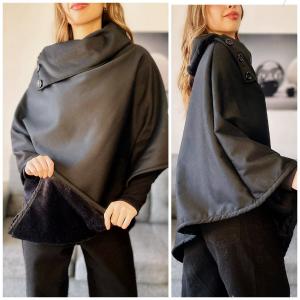 Poncho Print con Piel - Miniatura 5