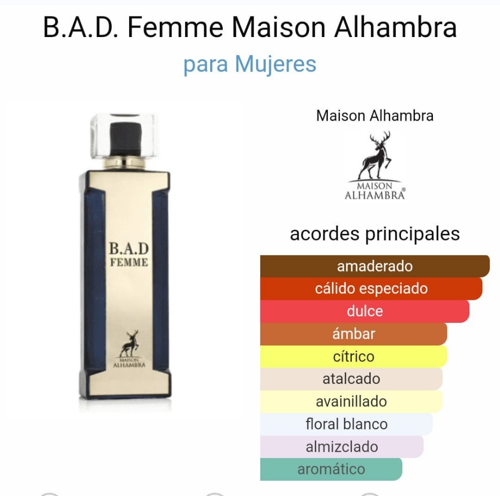 Perfume Arabe Bad Femme Maison Alhambra - Imagen 3