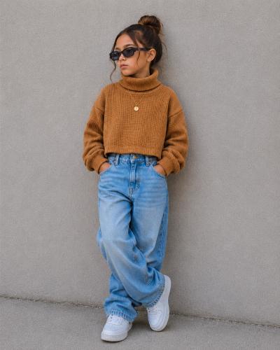 Buzo Cuello Alto  Oversize Corto - Waffle Frisado