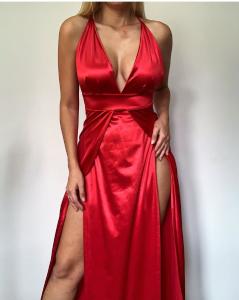 Vestido Saten 2 Tajos