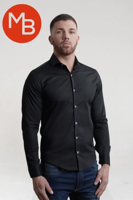Camisa Entallada Lisa Elastizada